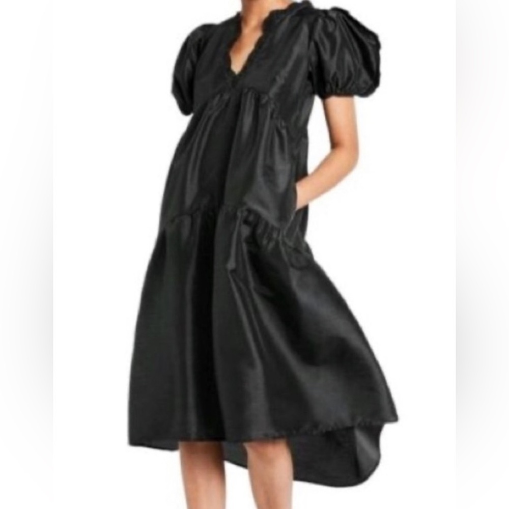 🔥 Kika Vargas black tiered ruffle dress with pockets size XXS EUC